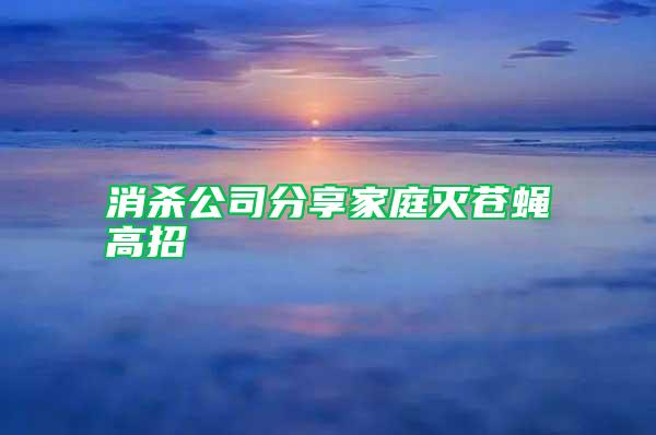 消殺公司分享家庭滅蒼蠅高招