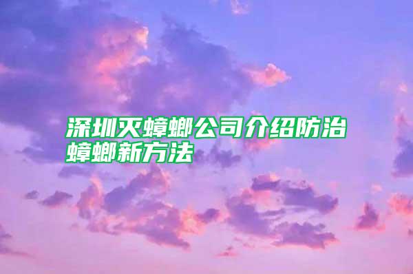深圳滅蟑螂公司介紹防治蟑螂新方法