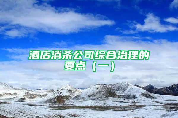 酒店消殺公司綜合治理的要點(diǎn)（一）