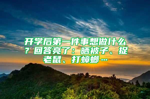 開(kāi)學(xué)后第一件事想做什么？回答亮了：曬被子、捉老鼠、打蟑螂…