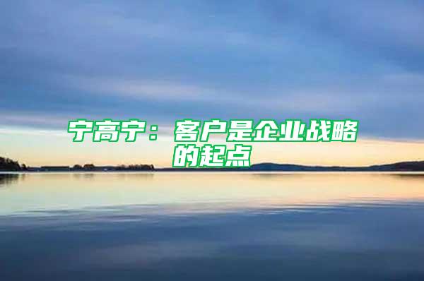 寧高寧：客戶是企業(yè)戰(zhàn)略的起點