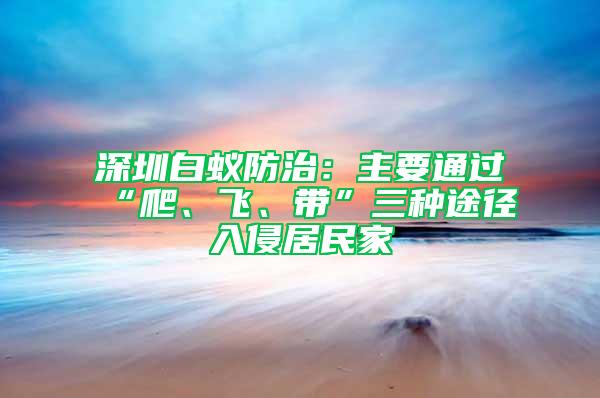 深圳白蟻防治：主要通過“爬、飛、帶”三種途徑入侵居民家
