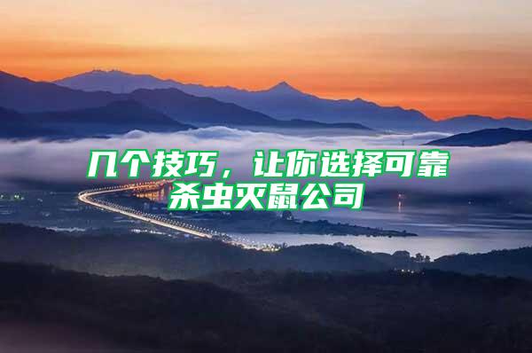 幾個(gè)技巧，讓你選擇可靠殺蟲滅鼠公司