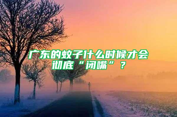 廣東的蚊子什么時(shí)候才會(huì)徹底“閉嘴”？