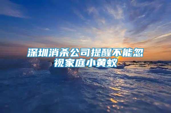 深圳消殺公司提醒不能忽視家庭小黃蟻