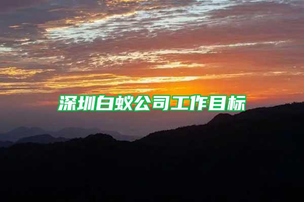 深圳白蟻公司工作目標(biāo)
