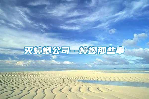 滅蟑螂公司--蟑螂那些事