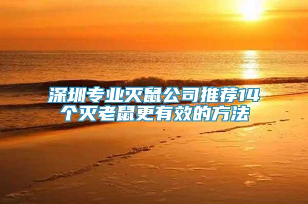 深圳專業(yè)滅鼠公司推薦14個(gè)滅老鼠更有效的方法