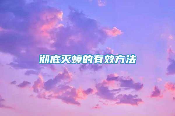 徹底滅蟑的有效方法