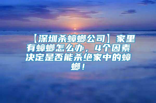 【深圳殺蟑螂公司】家里有蟑螂怎么辦，4個因素決定是否能殺絕家中的蟑螂！