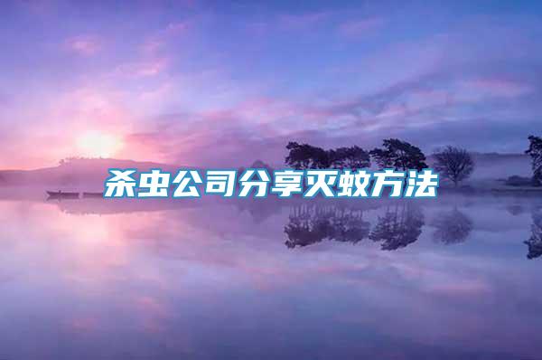 殺蟲公司分享滅蚊方法