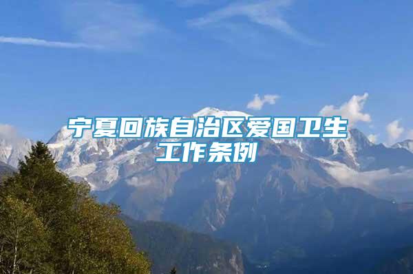 寧夏回族自治區(qū)愛國衛(wèi)生工作條例
