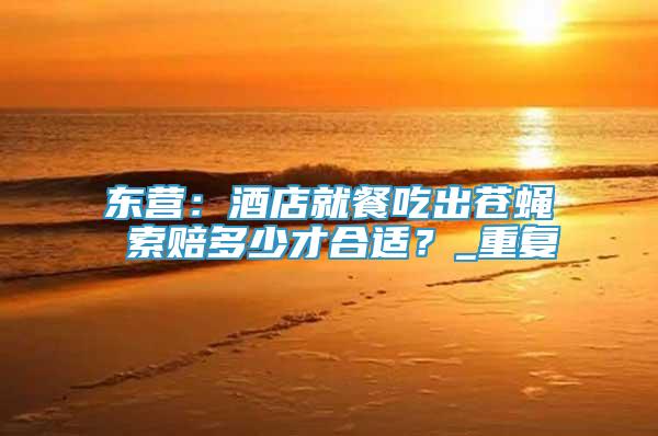 東營：酒店就餐吃出蒼蠅 索賠多少才合適？_重復(fù)