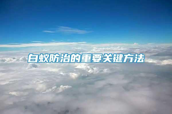白蟻防治的重要關鍵方法