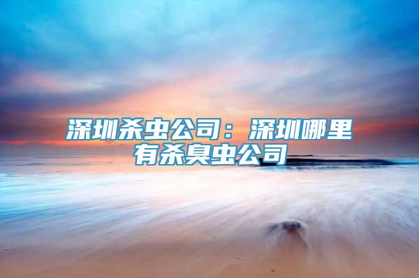 深圳殺蟲公司：深圳哪里有殺臭蟲公司