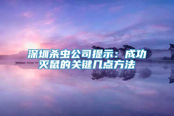 深圳殺蟲公司提示：成功滅鼠的關鍵幾點方法