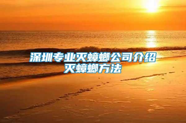 深圳專業(yè)滅蟑螂公司介紹滅蟑螂方法