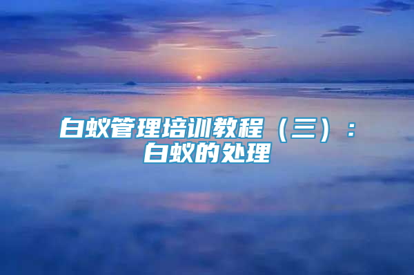 白蟻管理培訓(xùn)教程（三）：白蟻的處理
