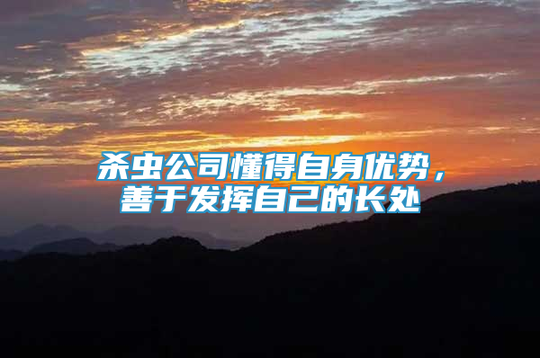 殺蟲公司懂得自身優(yōu)勢，善于發(fā)揮自己的長處