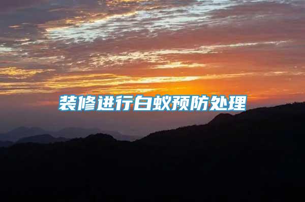裝修進(jìn)行白蟻預(yù)防處理