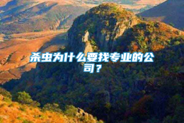 殺蟲(chóng)為什么要找專(zhuān)業(yè)的公司？